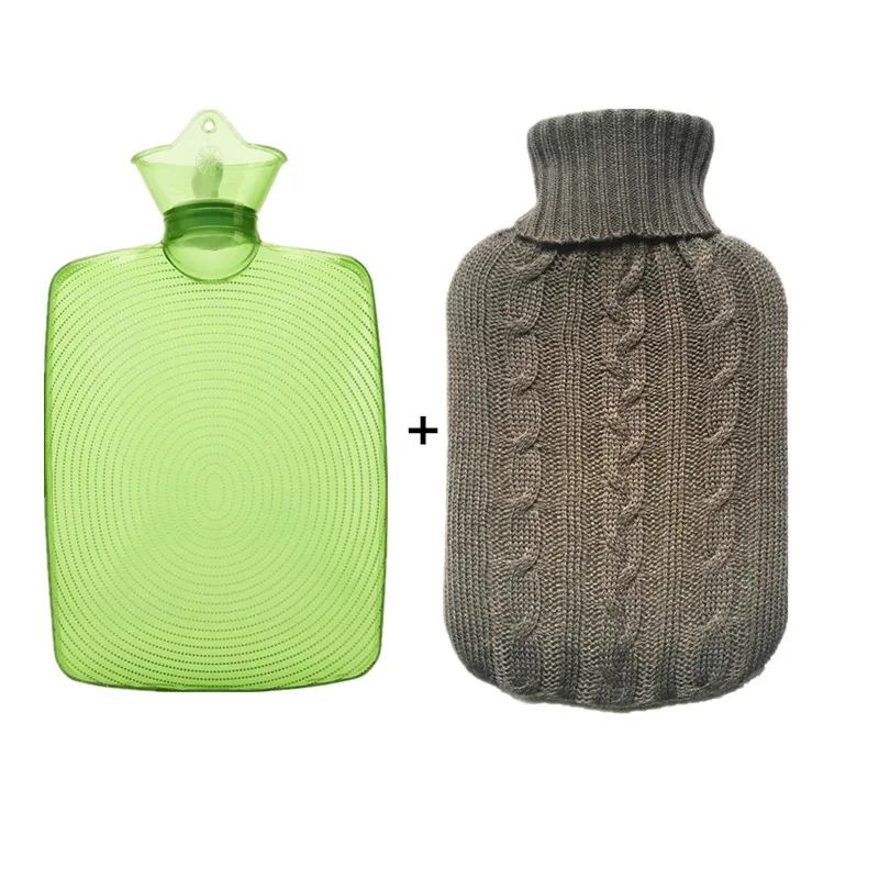 Анти-взрыв Толщина ПВХ бутылка для горячей воды резиновая сумка для горячей воды Красочная бутылка для горячей воды теплые руки и тело мешок льда - Цвет: Grey knit cover