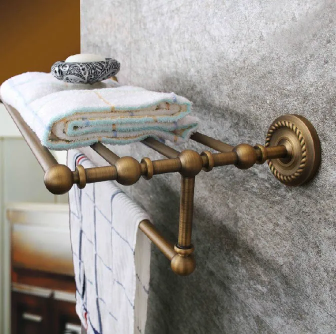 Wall Mounted Vintage Retro Antique Brass Bathroom Large Towel Rail Bar Holder Shelf Accessory mba087 | Обустройство дома