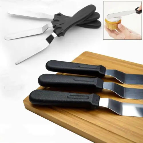 3pcs Stainless Steel Spatula Palette Knife Set Cake Decorating Smooth Tools Kit New