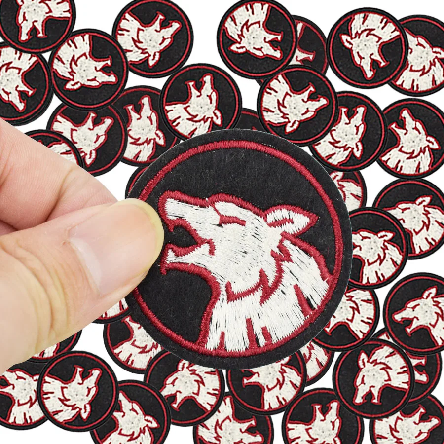 Diy Wolf patches for clothing iron embroidered patch applique iron on