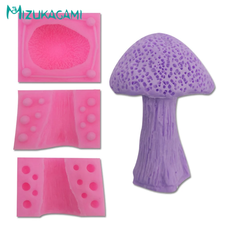 

3D Three Dimensional Large Mushroom Shape 3 Piece Set Liquid Glue Mold Chocolate Mold Fondant Cake Decoration Tools MJ-01498