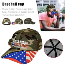 Зеленая камуфляжная шляпа Дональда Трампа переизбранная с большой вышивкой американского флага