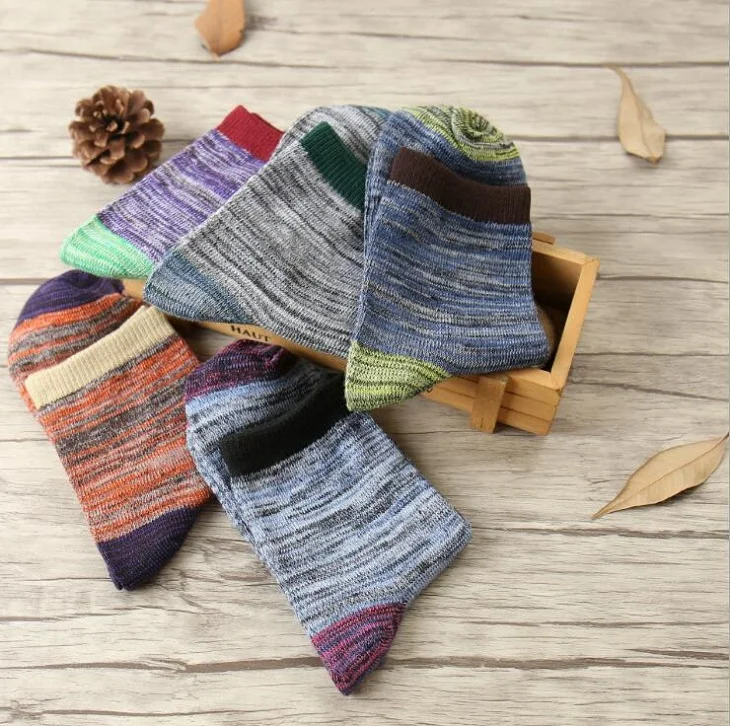 ankle socks vintage patchwork casual Polyester cotton elastic short for