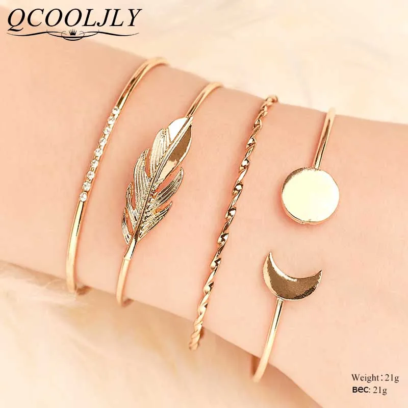 

Geometry Leaf Cubic Zircon Cuff Bangles Set For Women Bangle Bracelets for Women Brazalete Mujer Bohemian Valentines Day Gift