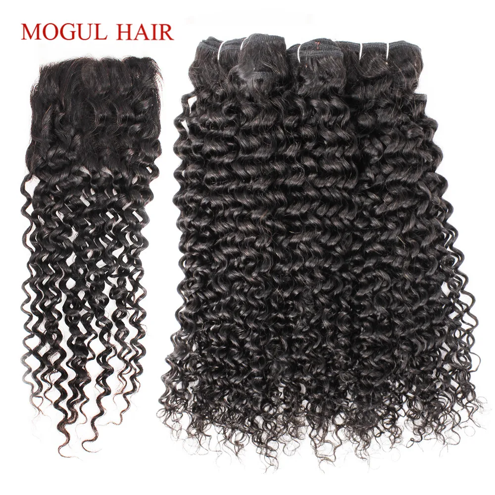MOGUL HAIR Brazilian Jerry Curl Hair Weave Bundles With Closure 2/3