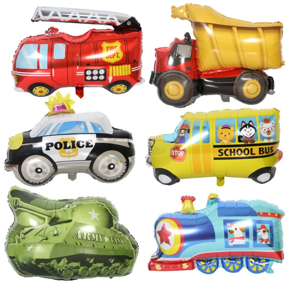 Ballons De Camion De Pompiers De Voiture Decorations De Fete En Aluminium Decor De Fete D Anniversaire Chapeau De Dessin Anime Pour Enfants Aliexpress