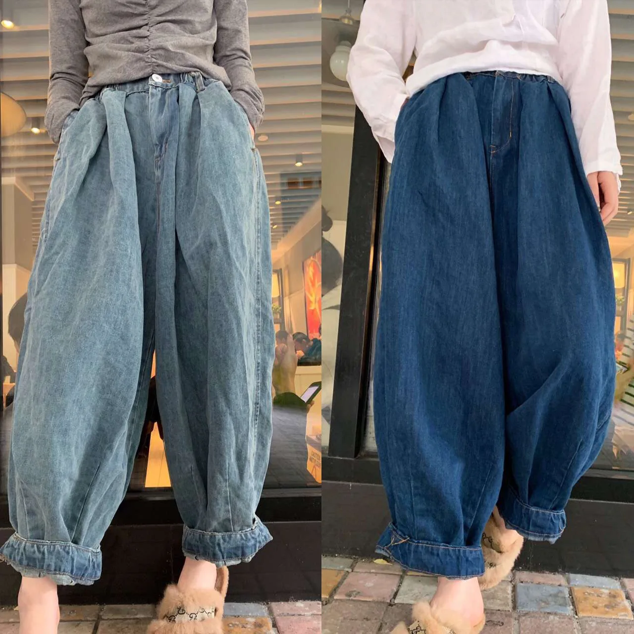 

Spring 2019 Denim Pants Women Original Solid Color Elastic New Harem Loose Casual Fashion Female Loose Trousers YoYiKamomo