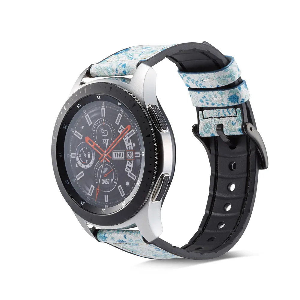 22 мм Универсальный ремешок для Samsung Gear S3/Galaxy Watch 3 45 мм/46 часов Силиконовый + кожаный