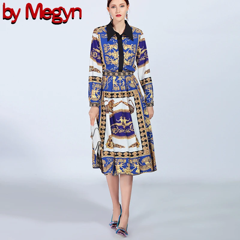 

by Megyn 2019 designer runway print fashion women summer skirt set vintage weekend holiday dress