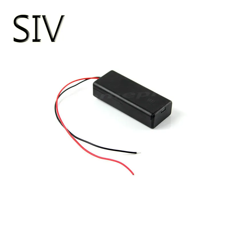 

SIV Battery Storage Box 2 X AAA Battery Hard Plastic Storage Holder Case Box For 2 X AAA Battery With Wire Black