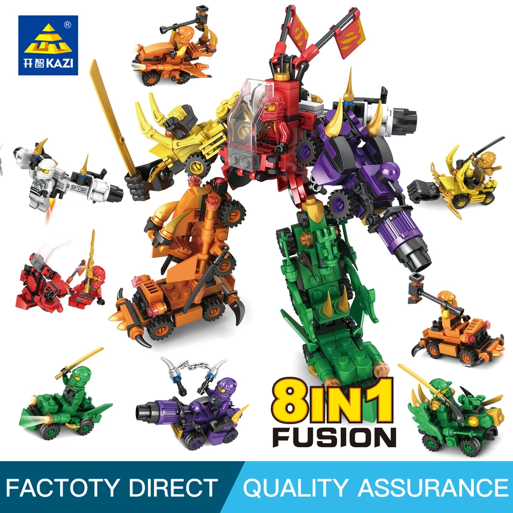Kazi Ninjago преобразования автомобильные фигурки роботов DIY строительный блок 8 в 1