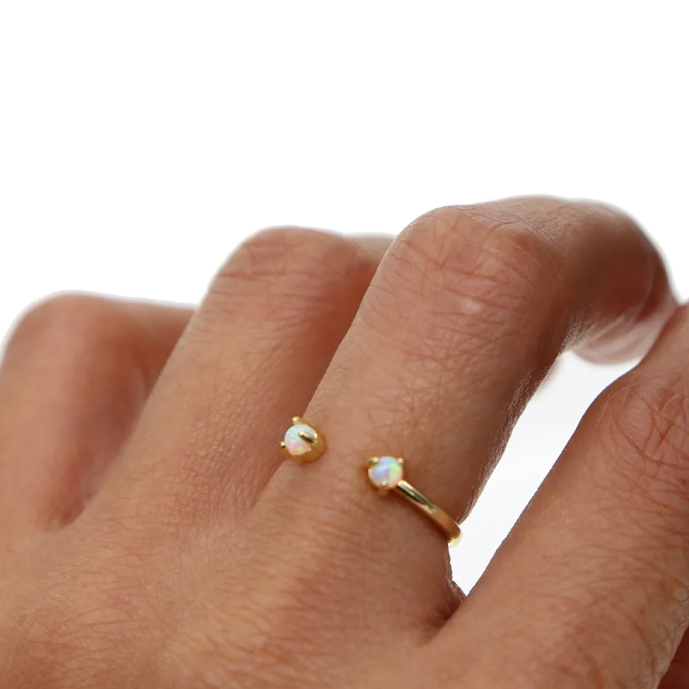 Женское золотистое кольцо с двумя опалами размер 5 6 7|minimal ring|fashion ringsring fashion |