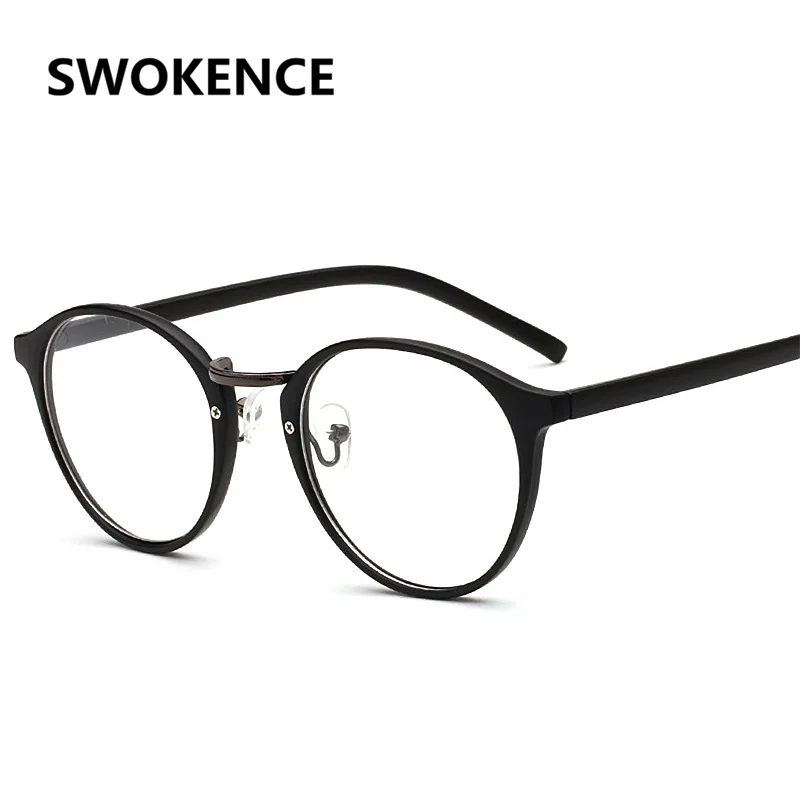 

SWOKENCE High Quality Fashion Round Optical Glasses Frame Men Women Brand Optics Eyeglasses Frames Filling Prescription F117