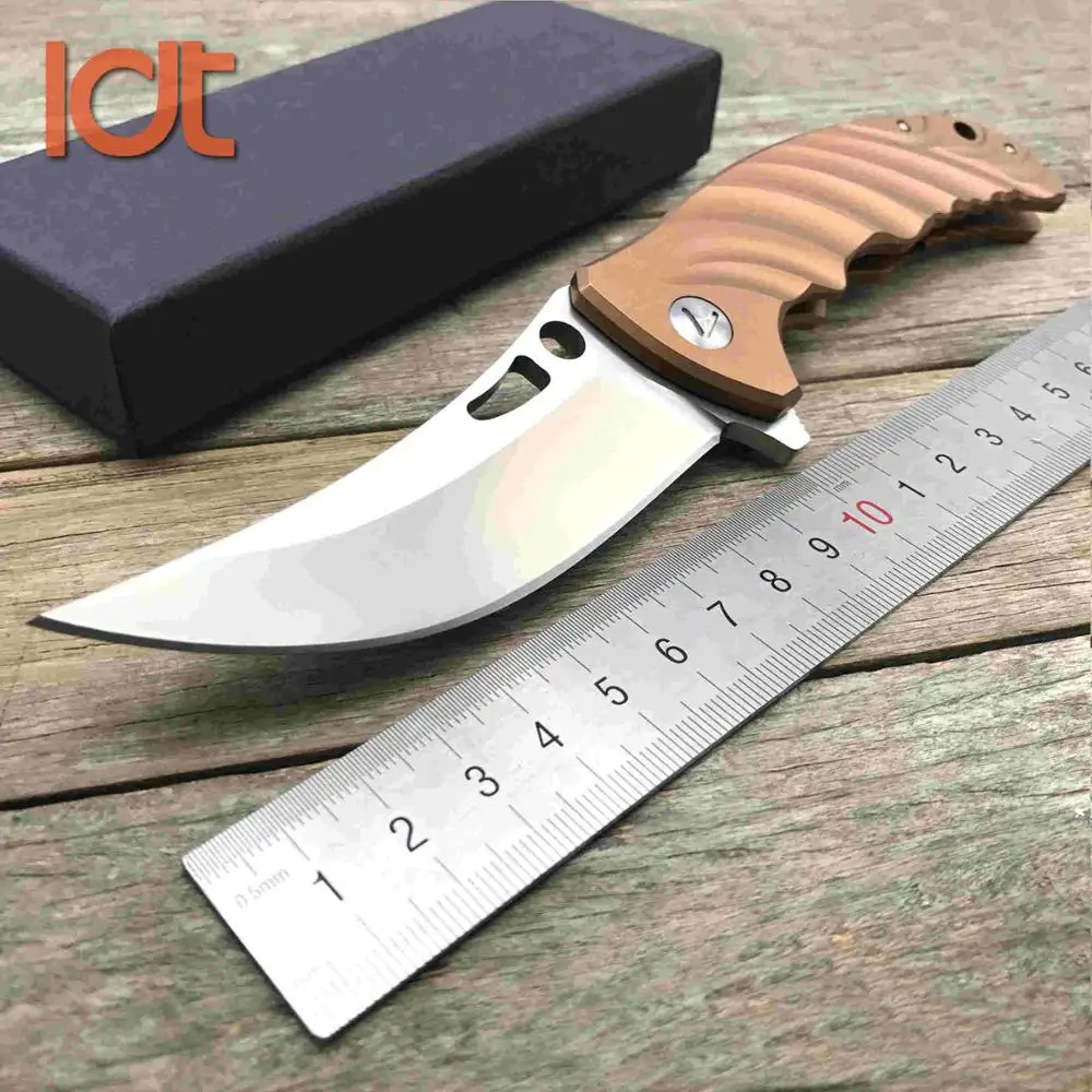 LDT Персия тактический складной нож с титановой ручкой D2 лезвие нож охотничий Карманный для выживания на открытом воздухе универсальные походные Ножи EDC инструмент - Цвет: Type 3 Titanium