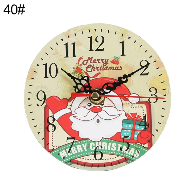 Vintage Round Christmas Tree Santa Claus Wall Clock Home Bedroom