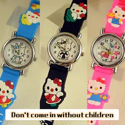 Hello kitty Cat Детские часы маленькие девочки кварцевые наручные часы водостойкие милые желе детские часы студенты часы Бесплатная доставка