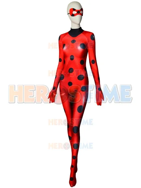 

High Quality 3D Print Marinette Ladybug Costume Spandex Zentai Female Ladybug Cosplay Costume Halloween Party skintight Bodysuit