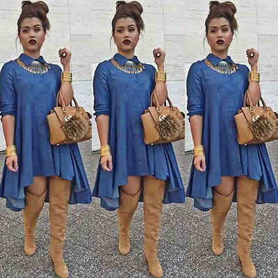 

2017 Sexy Women Dress Denim Jeans Dress Party Mini Dress Clubwear Jeanswear