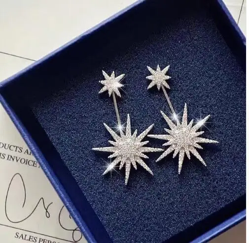 

Fashion Front Back CZ Crystal Stud and Ear Earrings for Women Mismatch Style