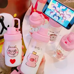 Мультфильм прекрасный животное Розовая Свинья всасывания чашку сосуд портативный малыша чашки путешествия воды молоко соды стекло
