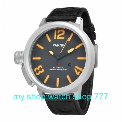 Free shipping 55mm Big dial PARNIS men s watch Automatic mechanical watches orange Number watches wholesale