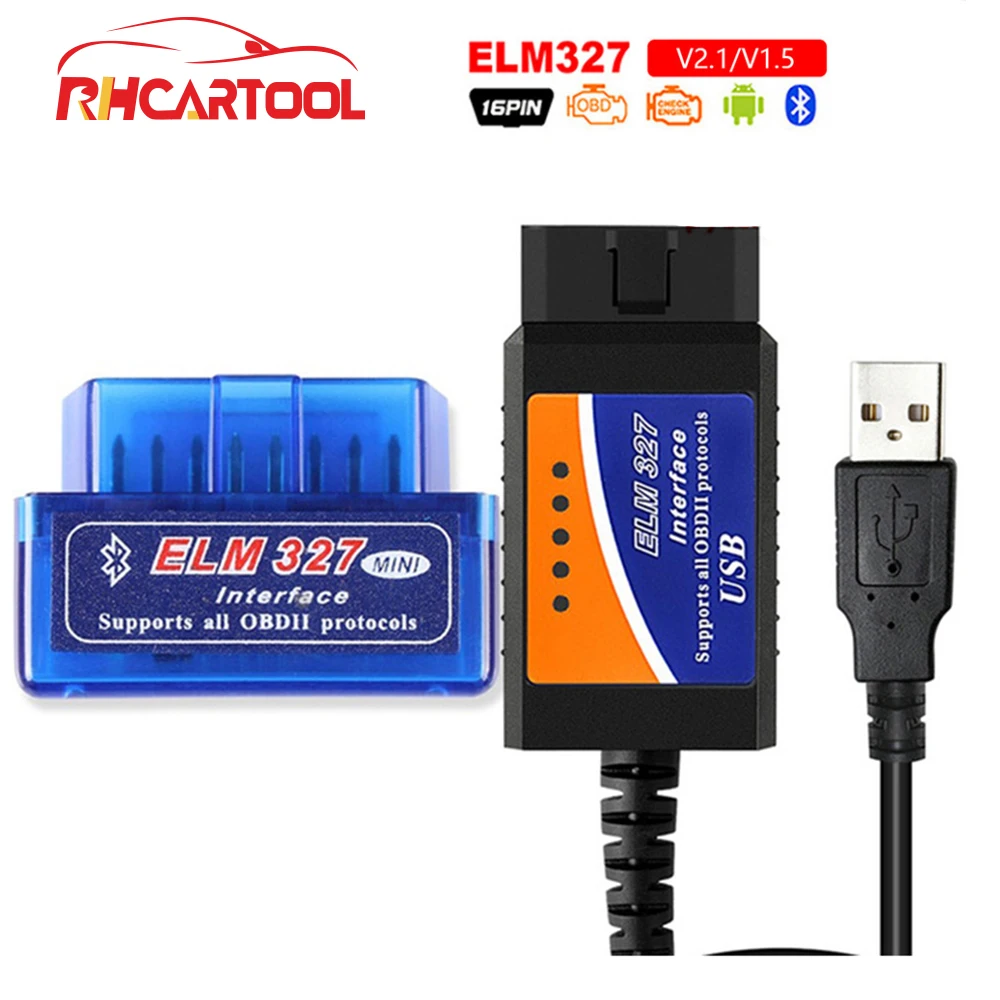 OBD2 ELM327 V1.5 V2.1 USB Bluetooth OBD сканер автомобильный для ПК EML 327 V1.5 ODB2 интерфейс диагностический инструмент ELM 327 USB V 1,5