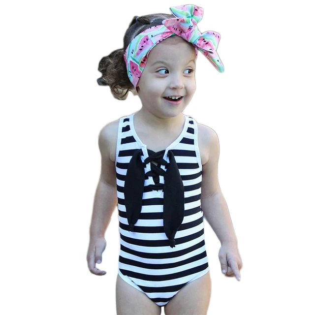 Black Friday Deals 1 6Years Kids Girls Striped Bandage Bow Tie Bikini ...