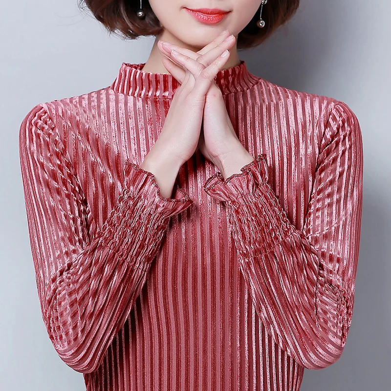 Women Blouses Long Sleeve Turtleneck Winter Elegant Women Blouse Fashion Women Tops Big Plus Size Ladies Blouses