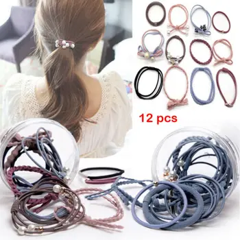 

Women Girls Hair Ties Rope durable Hairband Elastic Hair Bands Girls Hair Accessories Gift 12Pcs/Set Headwear