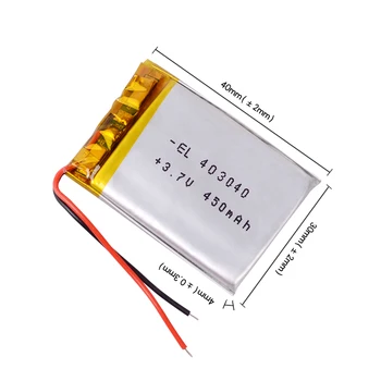 

403040 3.7V 450mAh Polymer Li-ion Battery For bluetooth headset Bracelet pen DVR GPS PSP PDA toys headephone Remote 043040