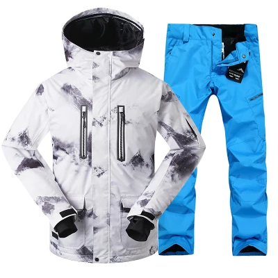 GSOU الثلوج الرجال سترة تزلج بانت على الجليد دعوى التزلج دعوى يندبروف ماء سوبر الدافئة الذكور الشتاء الملابس في الهواء الطلق الرياضة ارتداء