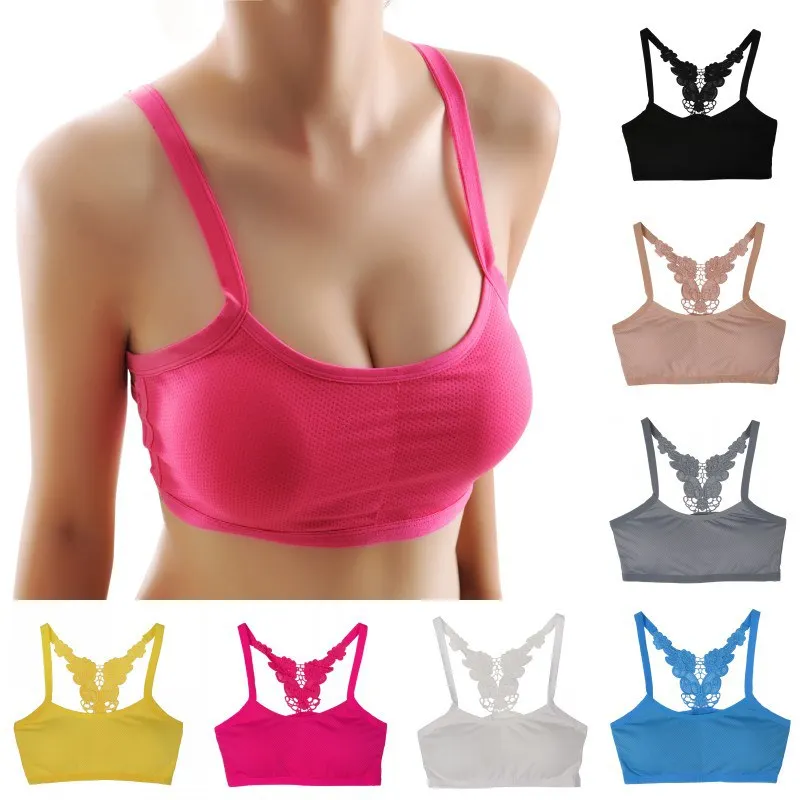 

Summer Fashion Womens Bra Sexy lace tops Crochet Back Hollow-out Woman Bra 7 Colors