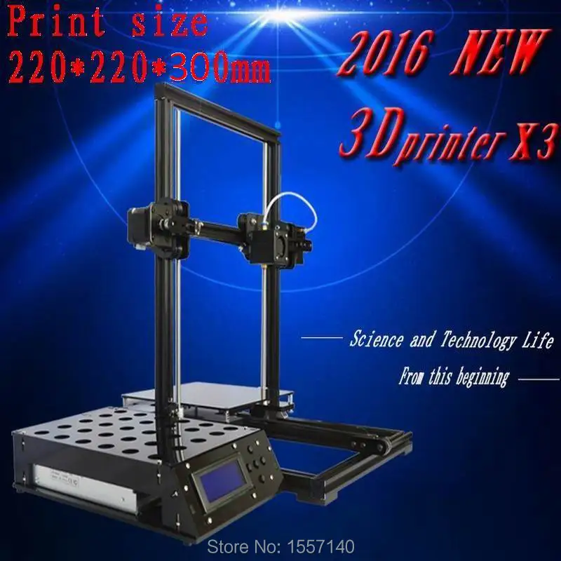Aluminium ! Biggest printing size :220*220*300mm 3D Printer DIY Kit Updated Extruder Nozzle LCD Screen Newest Model !!