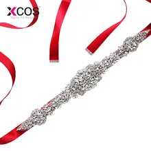 С украшением в виде кристаллов Свадебные ремни атласная свадьбное платье со стразами Пояс аксессуары для свадьбы свадебный ленточный пояс SD22