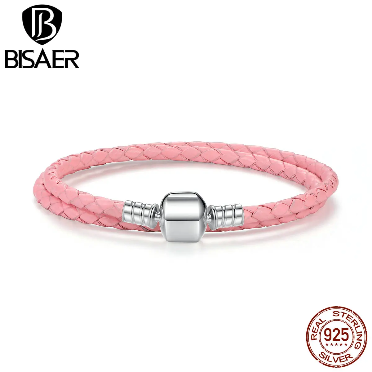 Pink braided leather bracelet Pink braided leather bracelet