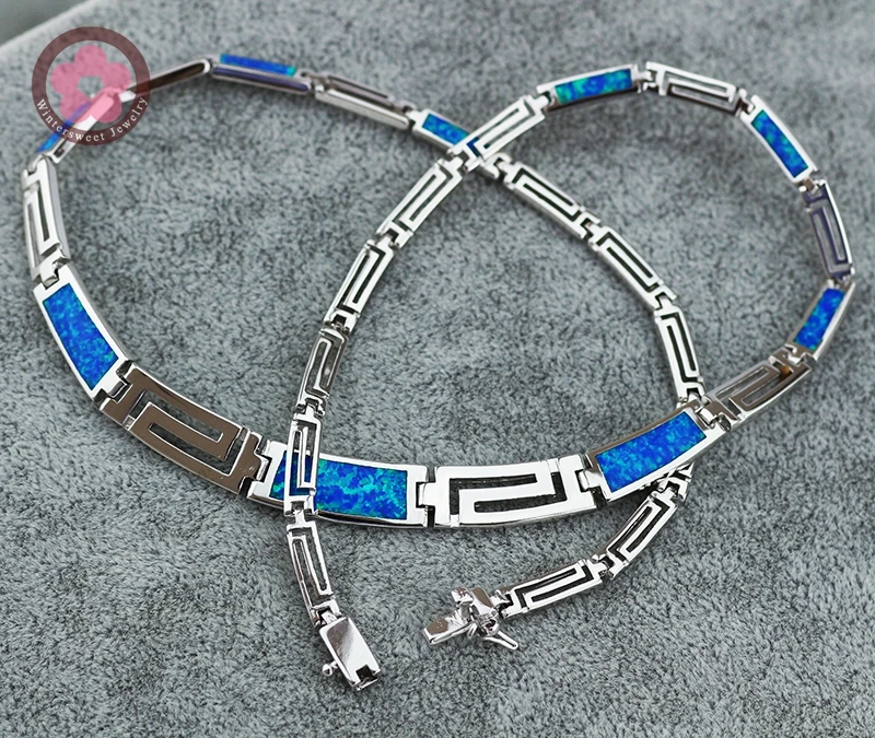 JZN0007 Top Quality Blue Opal Gem Necklace New Trendy Necklace for Women Fine Jewelry Gorgeous Unisex Chain
