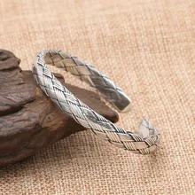 S925 Стерлинговое Серебряные ювелирные изделия Ретро тайский серебряный индивидуальный плетеный Канат Для мужчин и Для женщин Открытые модный браслет