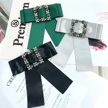 Новая мода мужской женский корейский колледж Ветер лук воротник рубашка с вырезом галстук булавка брошь алмаз Подвеска со стразами