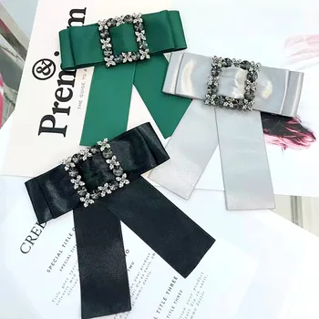 

Free Shipping New fashion male female Korean college wind bow collar neckline Shirt Tie Pin Brooch diamond crystal accessories