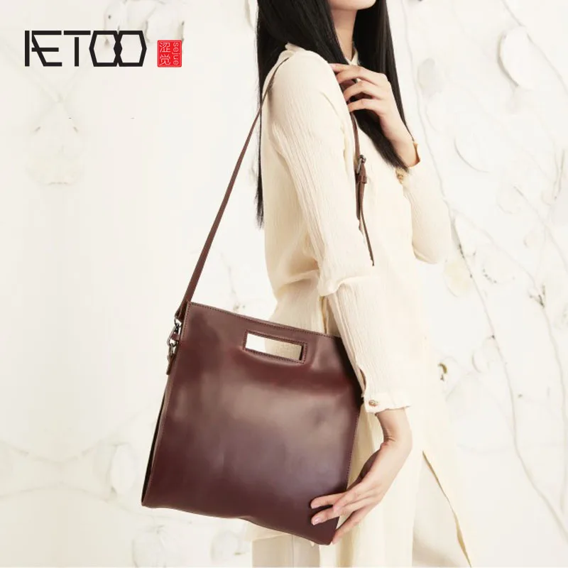 

AETOO Handmade original high-grade leather wild square bag shoulder Messenger bag handbag multi-purpose female package