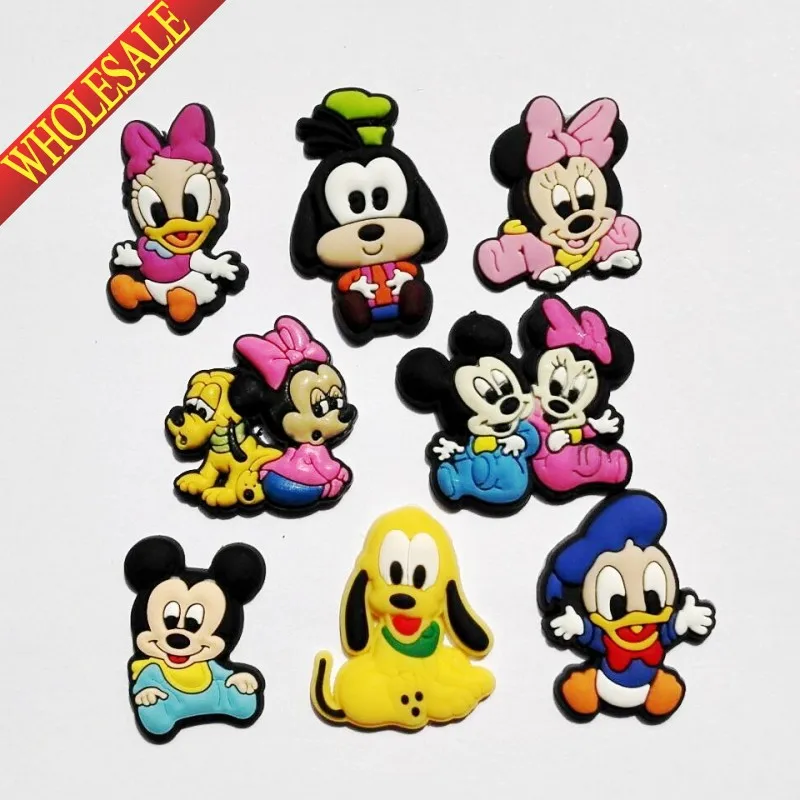 

100PCS New Mickey Minnie PVC shoe charms shoe accessories shoe buckle for wristbands croc kids Gift
