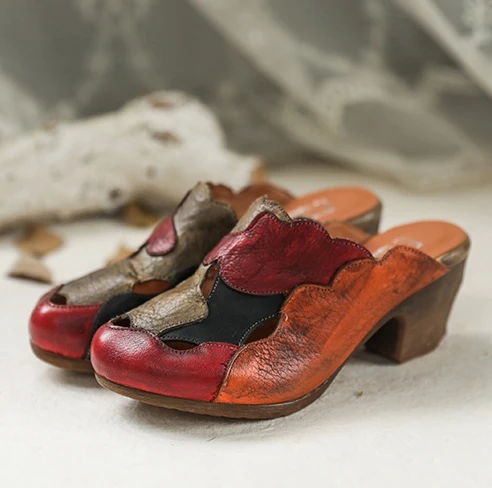 Tayunxing обувь ручной работы на высоком каблуке из натуральной кожи, разноцветные женские босоножки на платформе с закрытым носком, 038-707 - Цвет: red