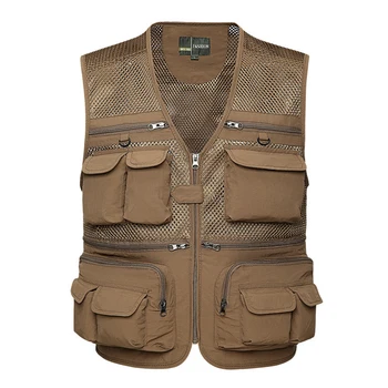 

5 Colors Outdoor Men Multi-pockets Camping Hunting Fishing Hiking Vest Tactical Clothing Vest Breathable Quick Dry Mesh Clothes