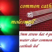 100 шт. 5 мм соломенная шляпа 4-контактный Tri-Цвет RGB общий анод красного, зеленого и синего цвета светодиодный Светодиодный s 5 ММ StrawHat RGB Водный яркий светодиодный светильник