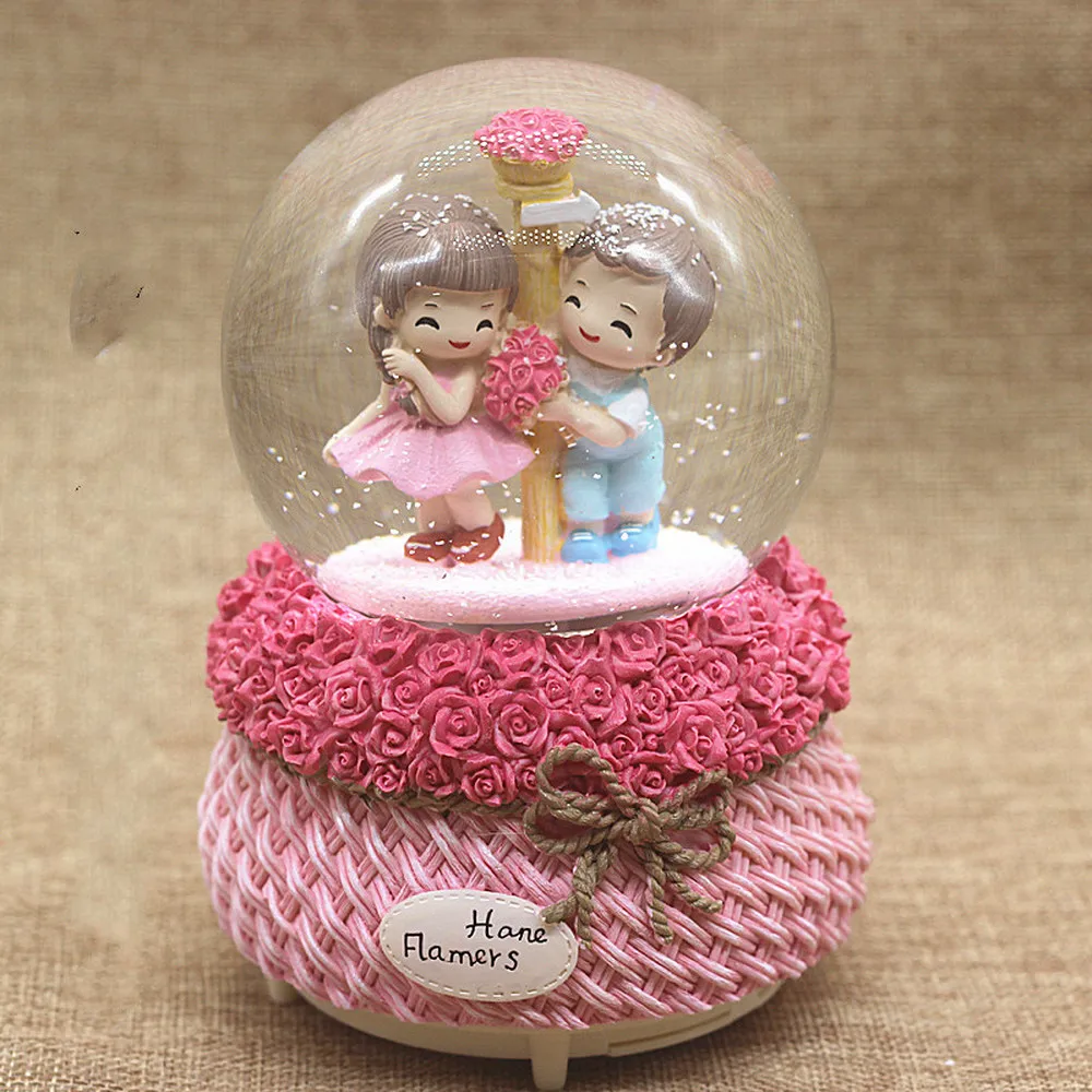

Large automatic snow spray lamp crystal ball music box lovers rose Valentine's Day to send girls and children LM01101042
