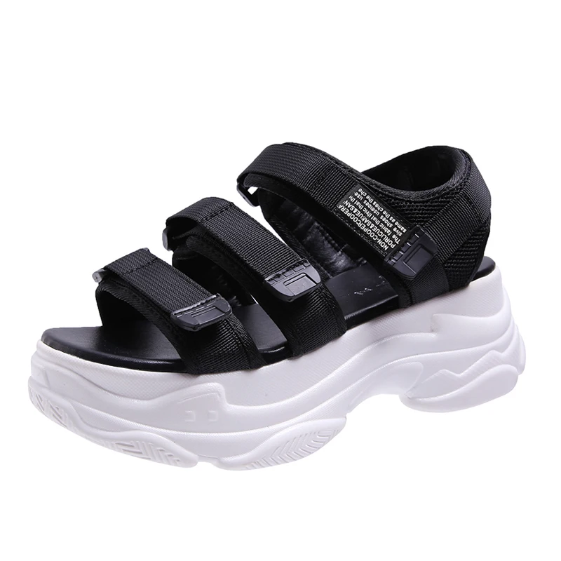 

Leather Platform Sandals Women 2019 Summer Women's Chunky Shoes Fashion Buckle Thick Soled Casual Woman Beach Sandal Hook & Loop