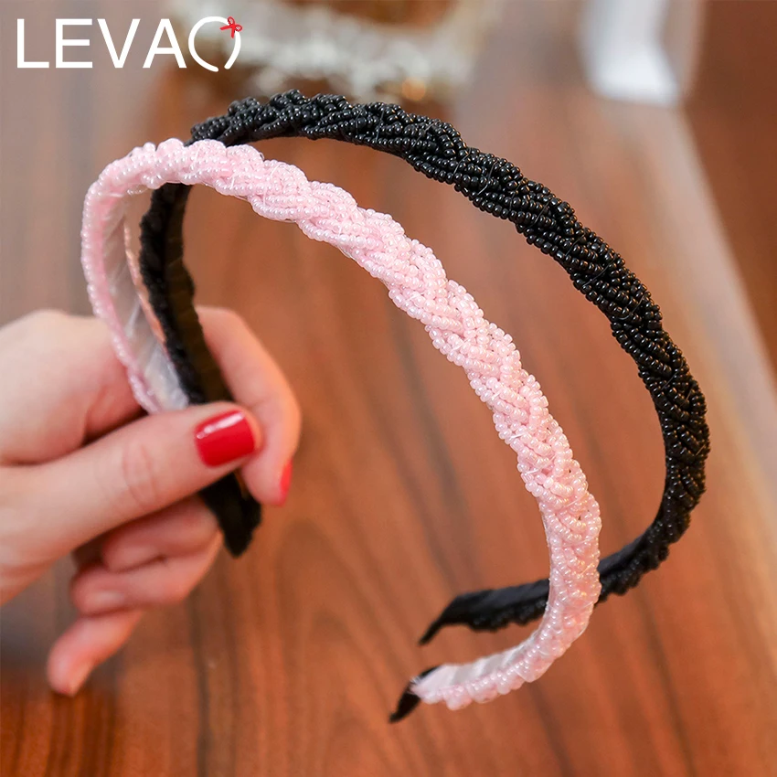 

Levao Girls Fashion Beads Braided Hairbands Headwear Colorful Beaded Headbands Hair Hoop Hair Jewelry Accessories For Women