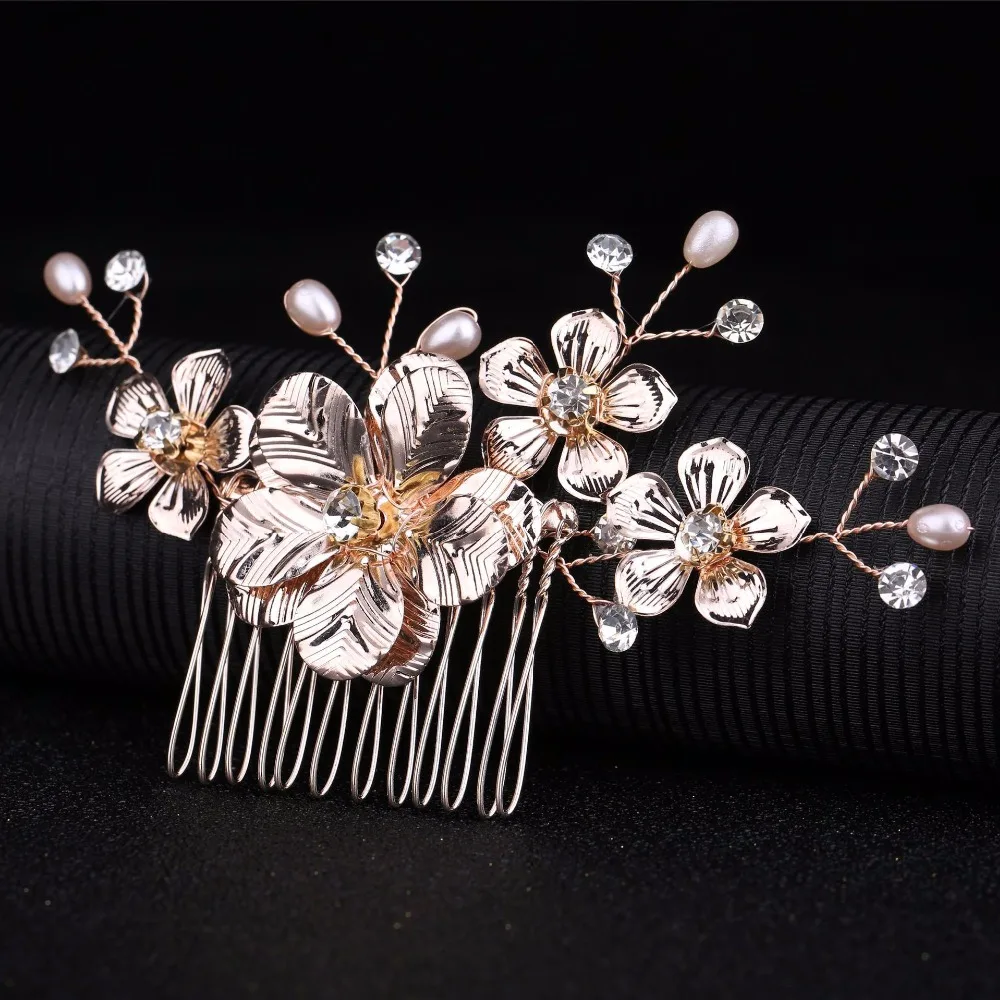 

The bride headdress Hand-made pearl claw drill insertion comb hair access