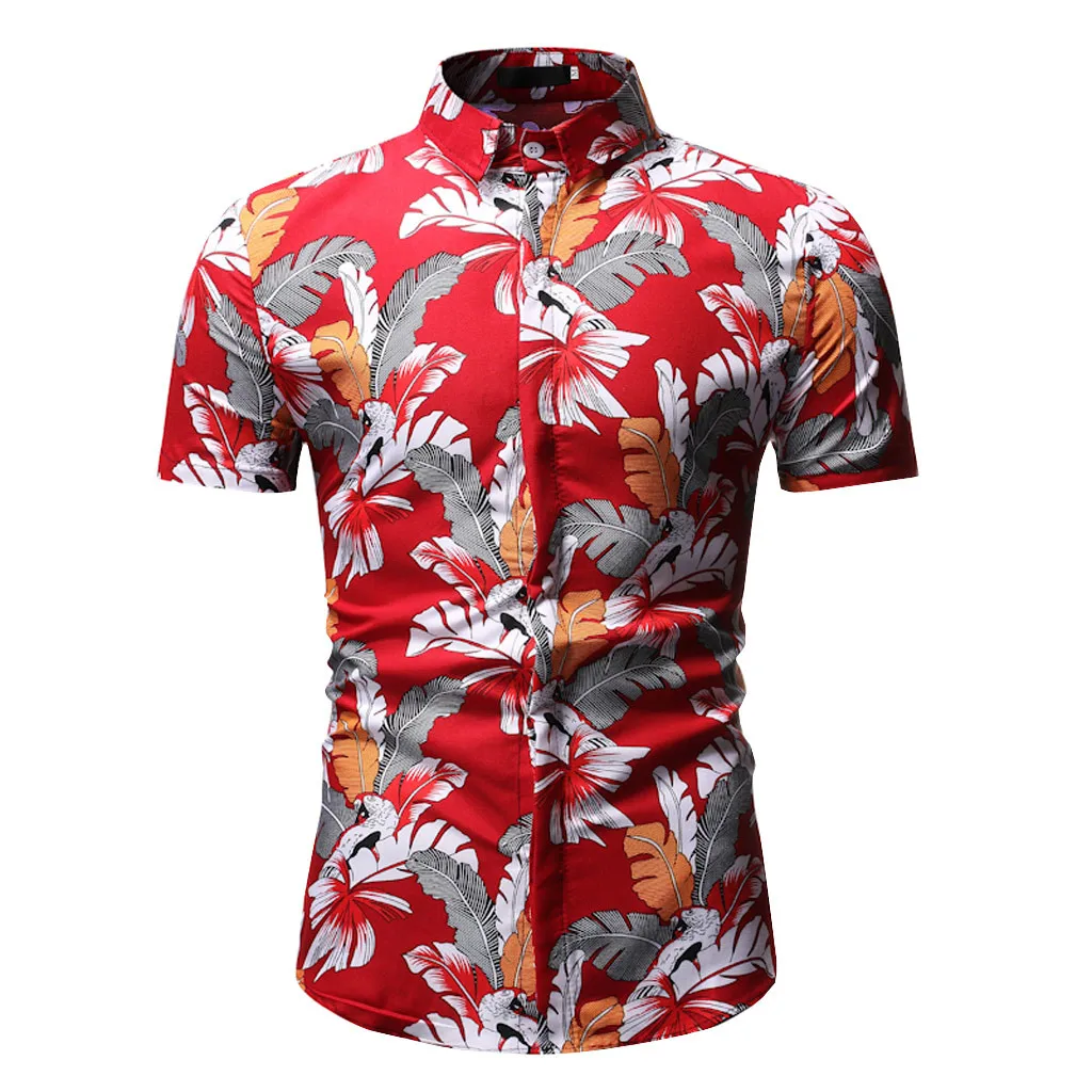 

2019 Personality Men's Summer Camisa Masculina Casual Camisa Hombre Slim Short Sleeve Printed Blouse Camisa Hombre