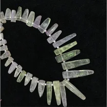 Натуральный розовый зеленый кунцит Spodumene плиты ломтики плоская поверхность зубы сверла сбоку Fit Jewelry цепочки и ожерелья браслеты 1" 04306